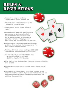 JMF Texas Hold 'Em | Rules & Regulations